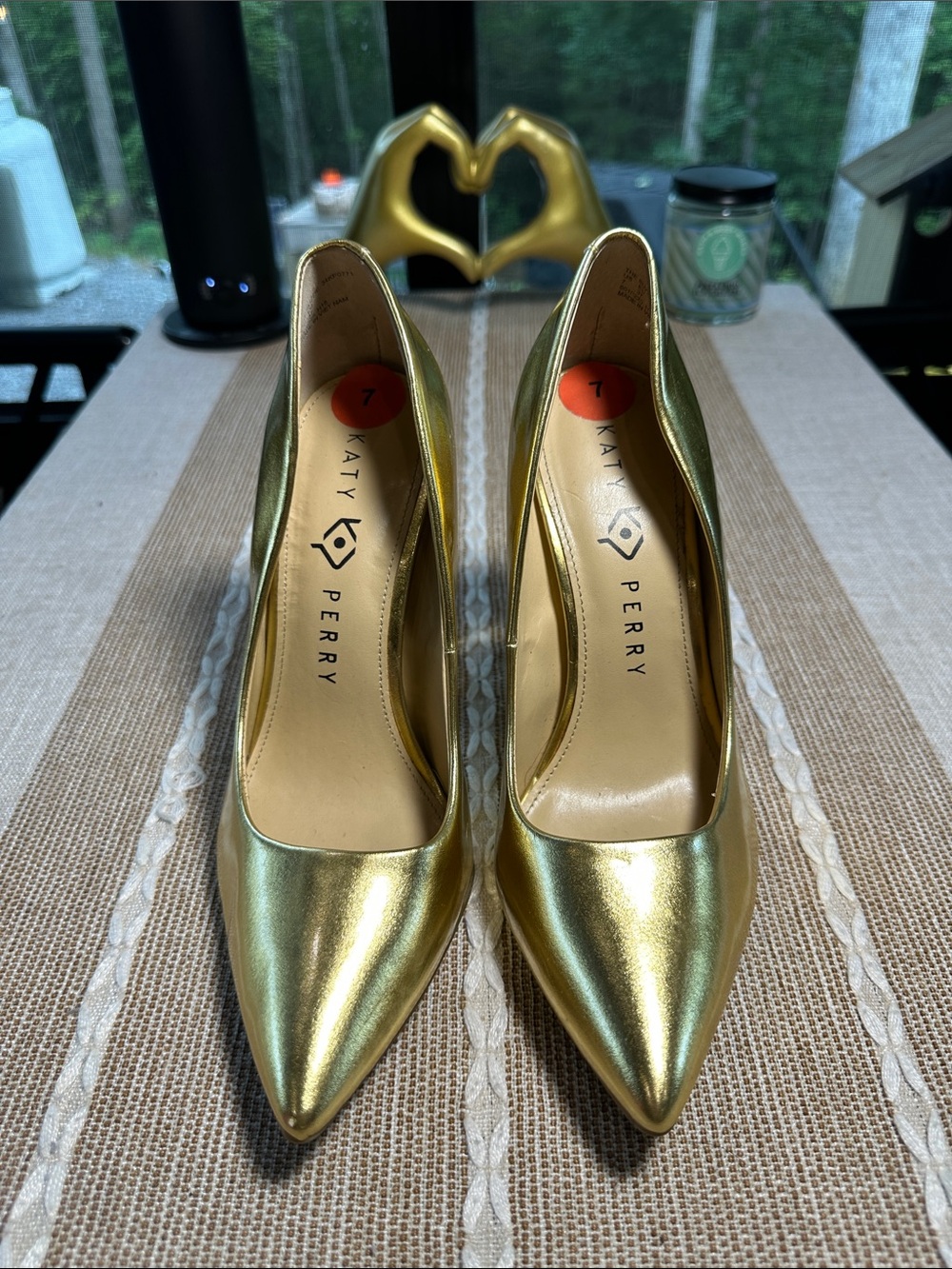 Katy Perry Collections Metallic Gold Pointed Toe Pumps